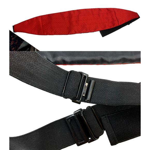 Vintage Red Patterned Cummerbund Sash Belt Adjustable - Picture 4 of 6